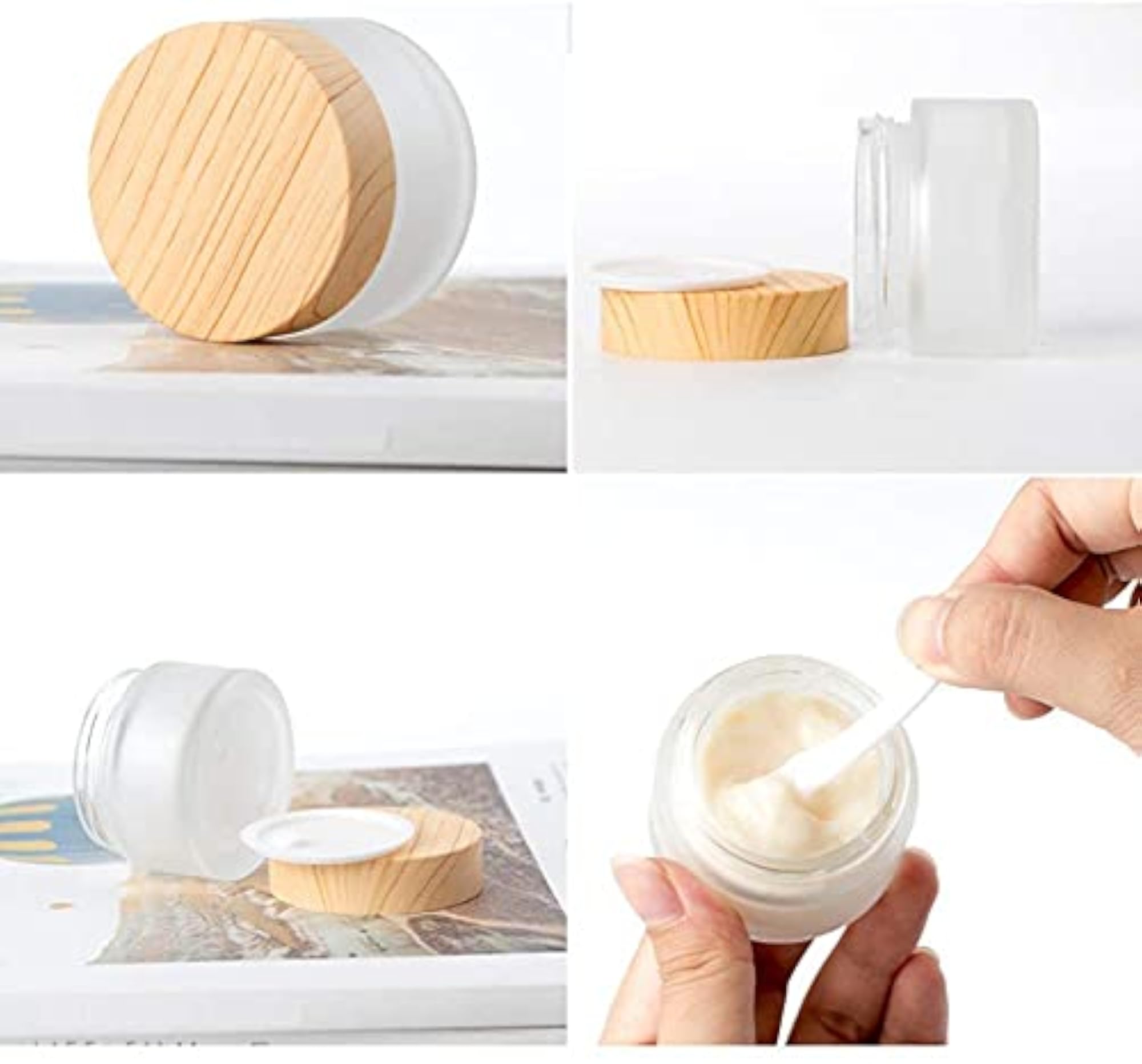 6 Pcs Frosted Glass Cosmetic Cream Jar Set